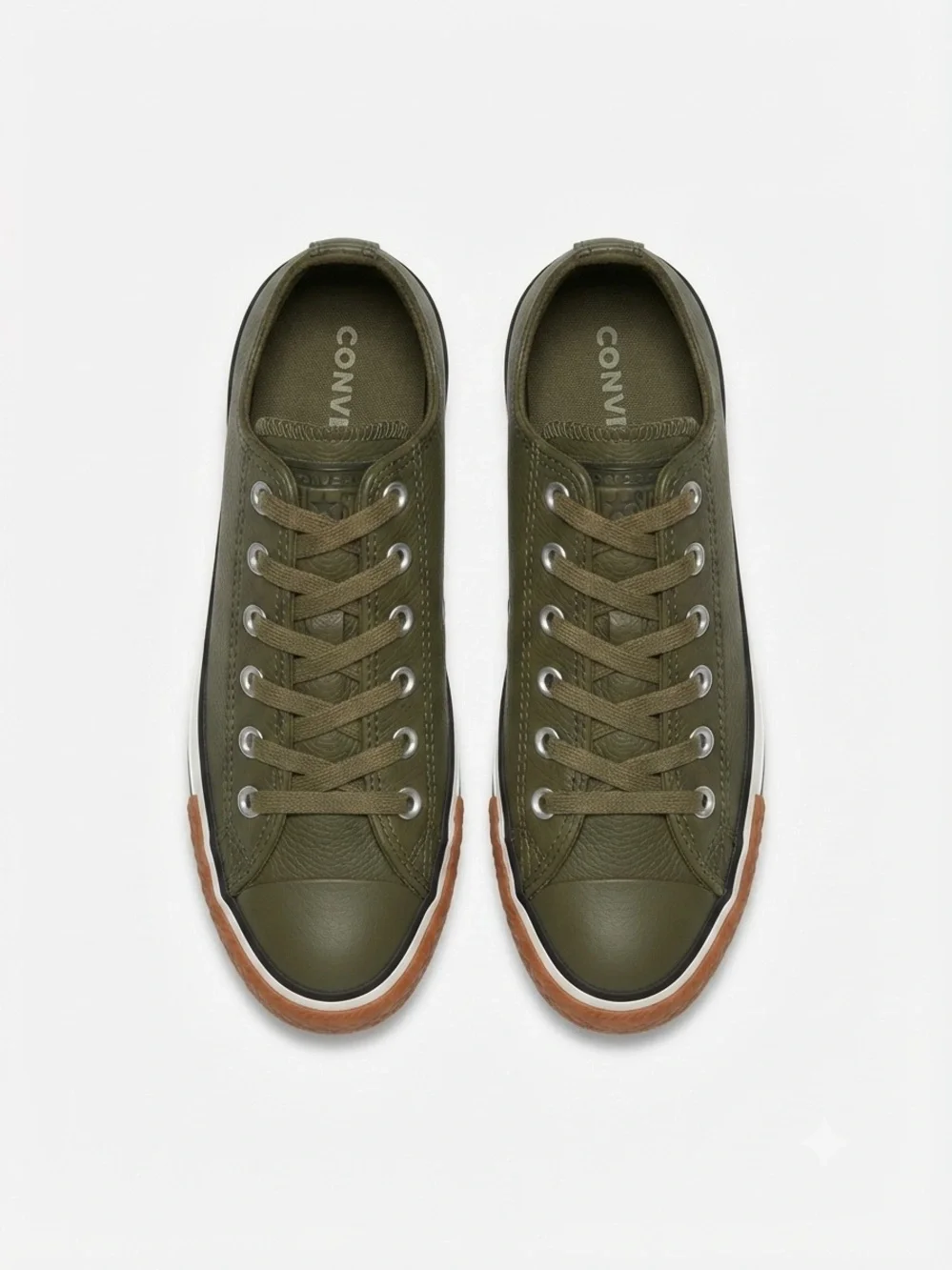 Converse Kids Low Top Sneakers in Olive with Brown Gum Sole
